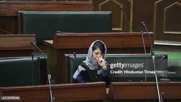 Jammu & Kashmir Chief Minister Mehbooba Mufti during the Budget Session in Legislative Assembly, on January 16, 2017 in Jammu, India.