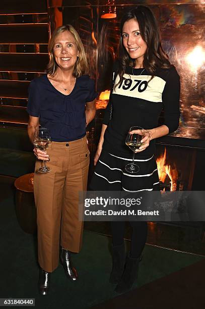 Juliet Herd and Amanda Sheppard attend the Rodial dinner hosted by Poppy Delevingne and Maria Hatzistefanis at Casa Cruz on January 16, 2017 in...