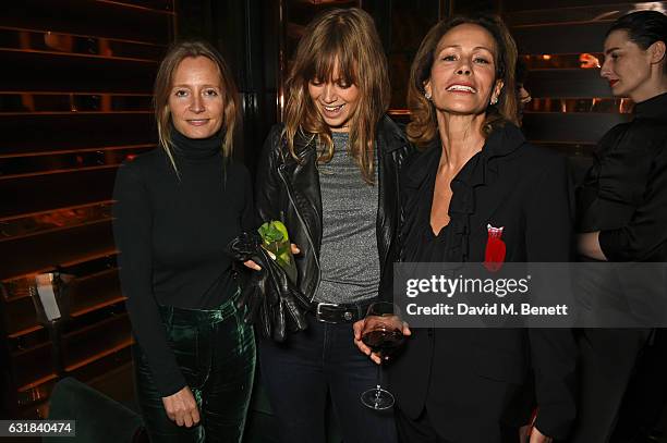 Martha Ward, Jess Clarke and Andrea Dellal attend the Rodial dinner hosted by Poppy Delevingne and Maria Hatzistefanis at Casa Cruz on January 16,...