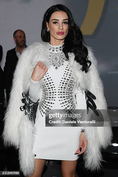 Andreea Sasu attends the Billionaire show during Milan Men's Fashion Week Fall/Winter 2017/18 on January 16, 2017 in Milan, Italy.