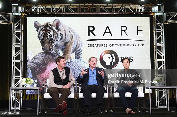 Executive producer John Bredar, photographer and founder, Photo Ark Joel Sartore and producer/director Chun-Wei Yi of 'RARE  CREATURES OF THE PHOTO...