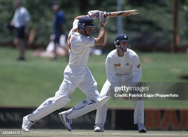 Hansie Cronje batting for Free State during the three-day tour match between Free State and England XI at Goodyear Park, Bloemfontein, South Africa,...