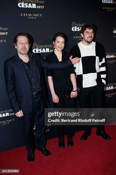 Revelation for "Baden Baden", Salome Richard standing between the Revelation for "Rester vertical", Damien Bonnard and his sponsor Mathieu Amalric...