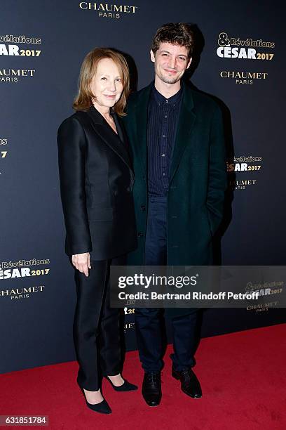 Revelation for "Diamant noir", Niels Schneider and his sponsor Nathalie Baye attend the "Cesar - Revelations 2017" Photocall and Cocktail at Chaumet...