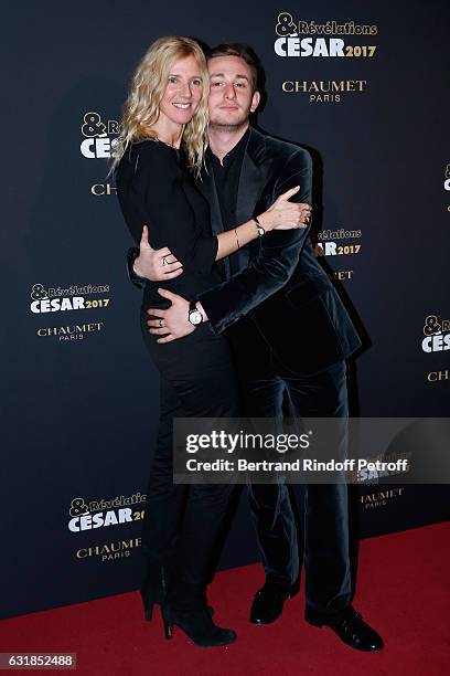 Revelation for "Quand on a 17 ans", Kacey Mottet Klein and his sponsor Sandrine Kiberlain attend the "Cesar - Revelations 2017" Photocall and...