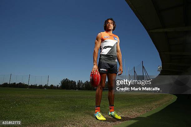 Tendai M'Zungu poses during a Greater Western Sydney Giants AFL portrait session on January 17, 2017 in Sydney, Australia.