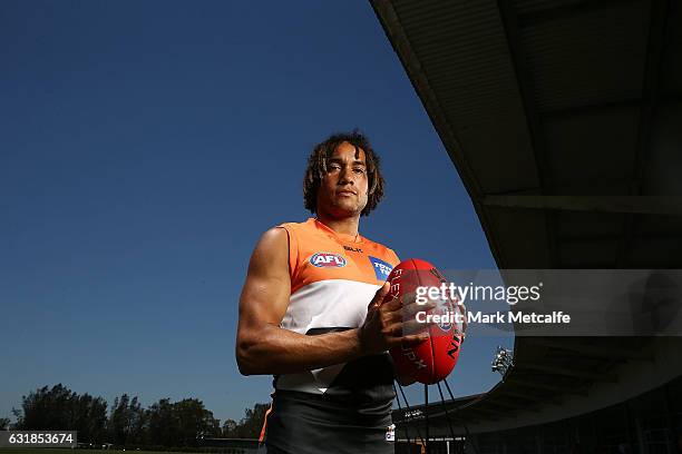 Tendai M'Zungu poses during a Greater Western Sydney Giants AFL portrait session on January 17, 2017 in Sydney, Australia.