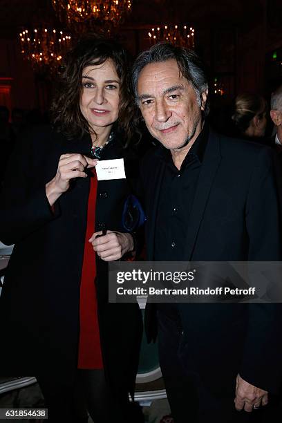 Valerie Lemercier and Richard Berry attend the "Cesar - Revelations 2017" Dinner at Hotel Meurice on January 16, 2017 in Paris, France.