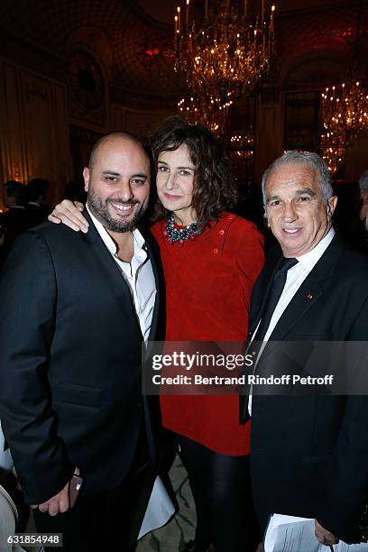 Jerome Commandeur, Valerie Lemercier and President of Academy des Cesars Alain Terzian attend the "Cesar - Revelations 2017" Dinner at Hotel Meurice...