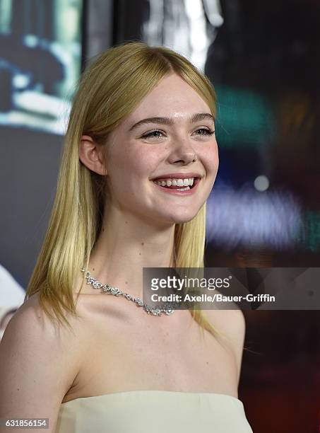 Actress Elle Fanning arrives at the Premiere of 'Live By Night' at TCL Chinese Theatre on January 9, 2017 in Hollywood, California.
