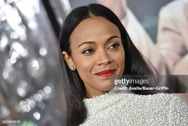 Actress Zoe Saldana arrives at the Premiere of 'Live By Night' at TCL Chinese Theatre on January 9, 2017 in Hollywood, California.