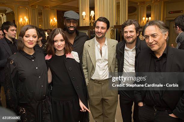 Marion Cotillard, Marilyn Lima, Steve Achiepo, Marc Ruchmann, Guillaume Canet and Richard Berry attend the 'Cesar - Revelations 2017' on January 16,...