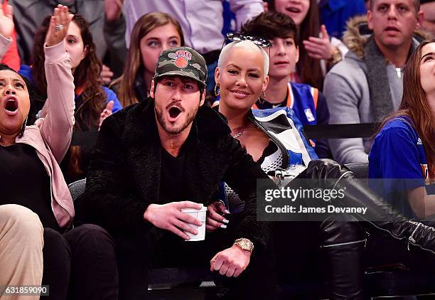 Valentin Chmerkovskiy and Amber Rose attend Atlanta Hawks Vs. New York Knicks game at Madison Square Garden on January 16, 2017 in New York City.