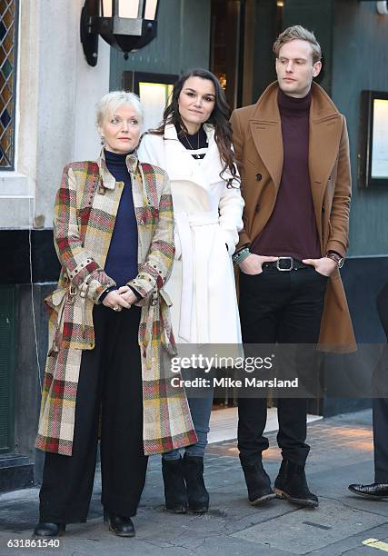 Miranda Richardson; Jack Fox; Samantha Barks attends 100 Years Of The Ivy Celebrated by Unveiling Of Green Plaque - Photocall on January 17, 2017 in...