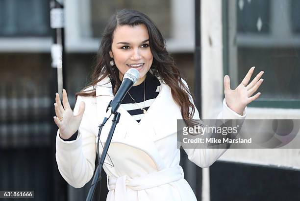 Samantha Barks attends 100 Years Of The Ivy Celebrated by Unveiling Of Green Plaque - Photocall on January 17, 2017 in London, United Kingdom.