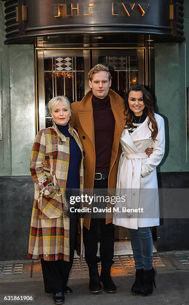 Miranda Richardson, Jack Fox and Samantha Barks attend the unveiling of a Green Plaque to celebrate 100 years of The Ivy on January 17, 2017 in...