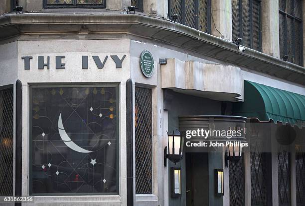 General view of a Green Plaque unveiled to celebrate 100 years of the Ivy taken during a Photocall on January 17, 2017 in London, United Kingdom.