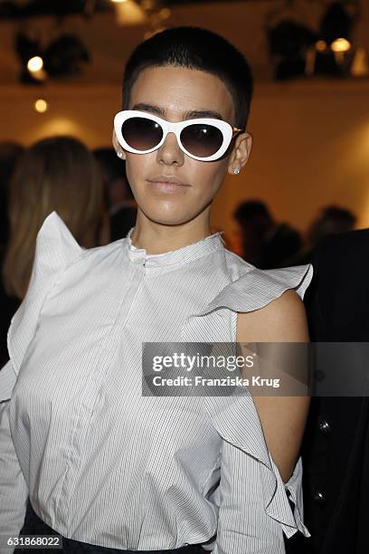 Alina Sueggeler attends the Dorothee Schumacher show during the Mercedes-Benz Fashion Week Berlin A/W 2017 at Kaufhaus Jandorf on January 17, 2017 in...