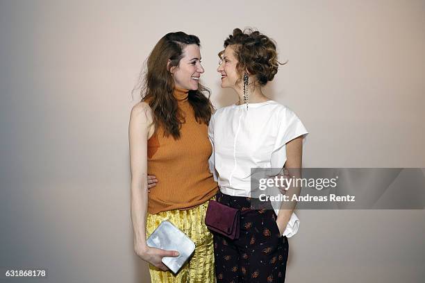 Julia Malik and Chiara Schoras attend the Dorothee Schumacher show during the Mercedes-Benz Fashion Week Berlin A/W 2017 at Kaufhaus Jandorf on...