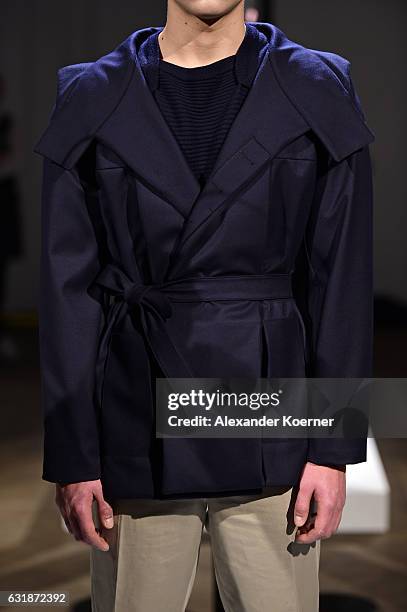 Model, fashion detail, poses at the presentation of Brachmann during the Mercedes-Benz Fashion Week Berlin A/W 2017 at Stage at me Collectors Room on...