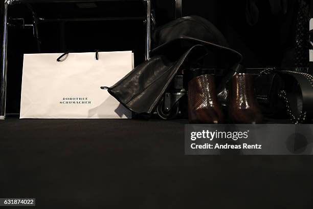 General view backstage ahead of the Dorothee Schumacher show during the Mercedes-Benz Fashion Week Berlin A/W 2017 at Kaufhaus Jandorf on January 17,...