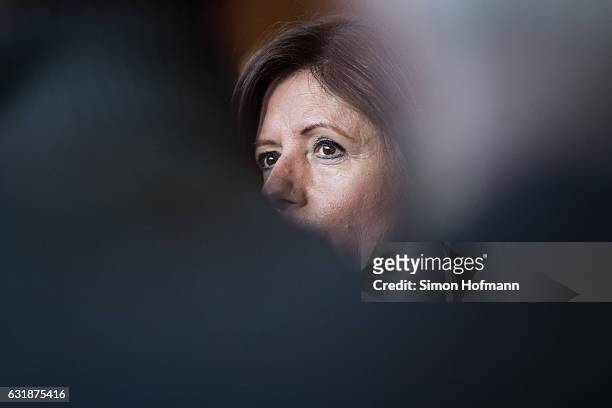 Malu Dreyer, Governor of Rhineland-Palatinate and current President of the German Federal Council speaks to the media at the German Federal...