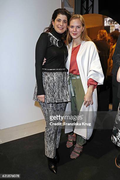 Designer Dorothee Schumacher and actress Alicia von Rittberg attend the Dorothee Schumacher show during the Mercedes-Benz Fashion Week Berlin A/W...