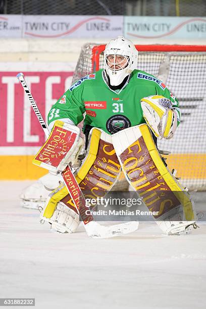 Jeff Frazee of Olimpija Ljubljana during the action shot on September 16, 2016 in Ljubljana, Slovenia.