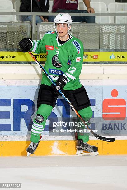 Gilbert Gabor of Olimpija Ljubljana during the action shot on September 16, 2016 in Ljubljana, Slovenia.