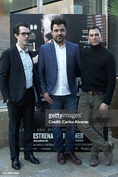 Actor Martin Bacigalupo , director Carles Torras and actor Timothy Gibbs attend 'Callback' photocall at Urban Hotel on January 17, 2017 in Madrid,...