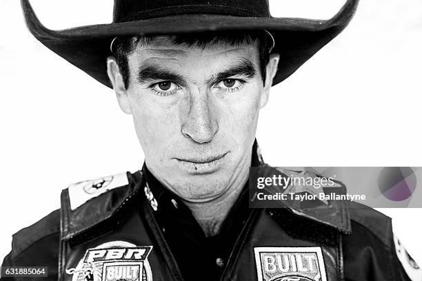 Buck Off at the Garden Preview: Closeup portrait of Fabiano Vieira posing during photo shoot before event at Madison Square Garden. Behind the...