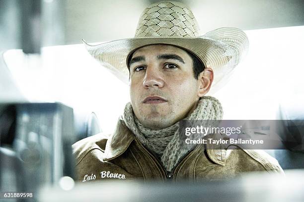 Buck Off at the Garden Preview: Closeup portrait of Luis Blanco posing during photo shoot in Time Square. New York, NY 1/8/2017 CREDIT: Taylor...