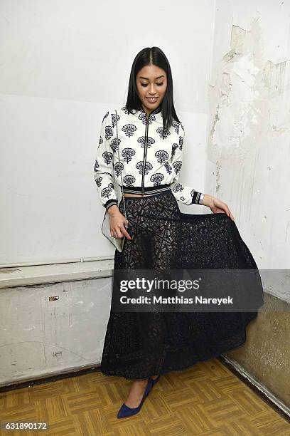 Anuthida Ploypetch attends the Lena Hoschek show during the Mercedes-Benz Fashion Week Berlin A/W 2017 at Kaufhaus Jandorf on January 17, 2017 in...