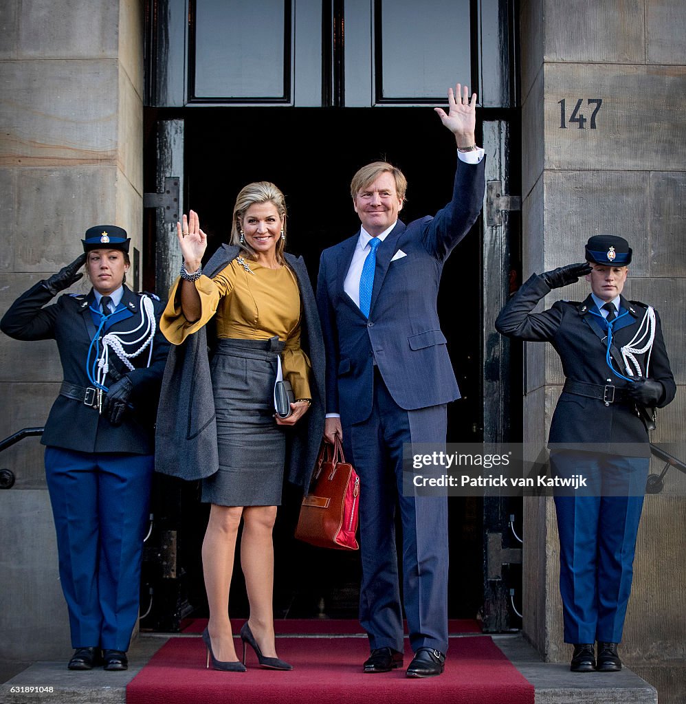 King Willem-Alexander And Queen Maxima Of The Netherlands Hold New Year Reception At The Royal Palace