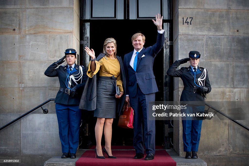 King Willem-Alexander And Queen Maxima Of The Netherlands Hold New Year Reception At The Royal Palace