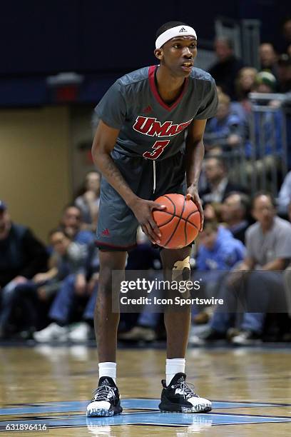 UMass Minutemen guard Dejon Jarreau with the ball during the second half of an NCAA basketball game between UMass Minutemen and Rhode Island Rams on...