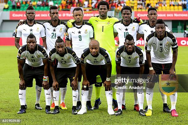 Ghana National team players pose for a photograph during the African Cup of Nations 2017, Group D football match between Ghana and Uganda in...