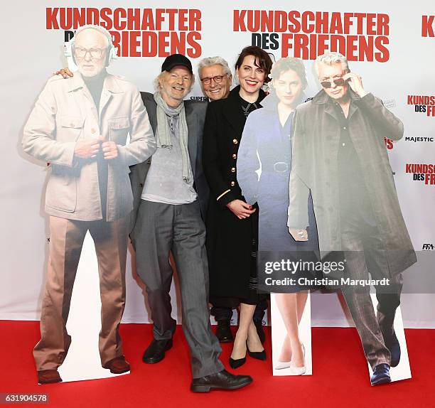Michael Gwisdek, Henry Huebchen, and Antje Traue, the main cast of the movie, attend the 'Kundschafter des Friedens' Premiere at Kino International...