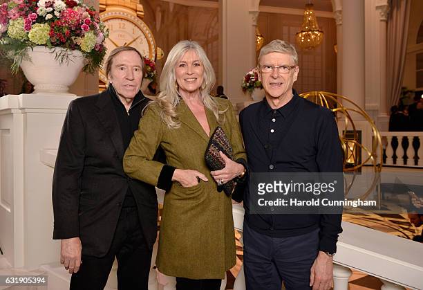 Gunter Netzer, his wife Elvira Netzer and football manager Arsene Wenger visit the IWC booth during the launch of the Da Vinci Novelties from the...