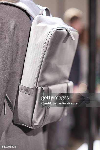 Bag detail is seen at the Haus of Yoshi X Bomb show during the Mercedes-Benz Fashion Week Berlin A/W 2017 at Stage at me Collectors Room on January...