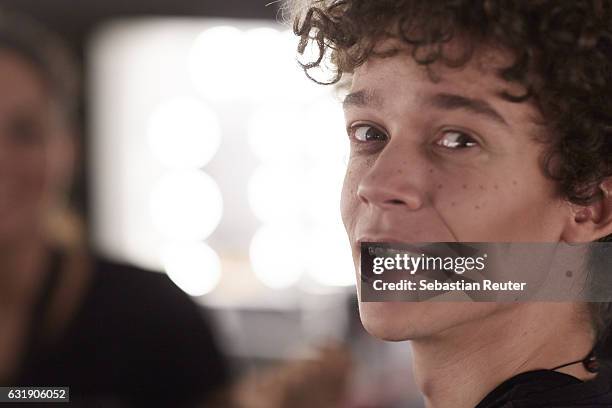 Model is seen backstage ahead of the Haus of Yoshi X Bomb show during the Mercedes-Benz Fashion Week Berlin A/W 2017 at Stage at me Collectors Room...