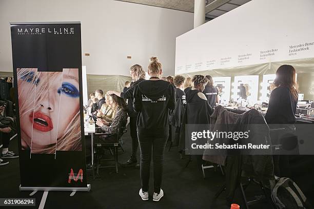 General view of the backstage ahead of the Haus of Yoshi X Bomb show during the Mercedes-Benz Fashion Week Berlin A/W 2017 at Stage at me Collectors...
