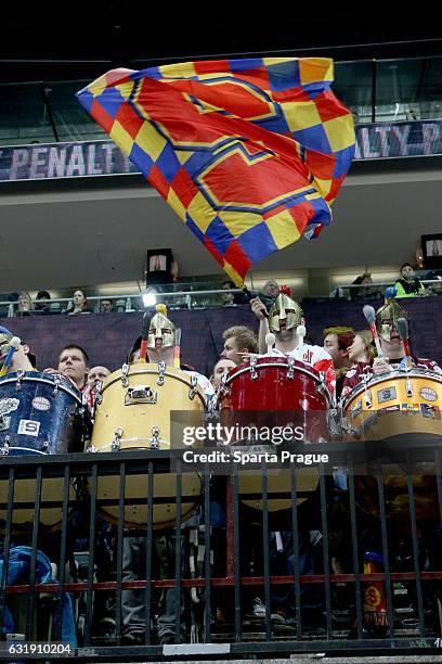 Sparta Praha fans during the Champions Hockey League Semi Final match between Sparta Prague and Vaxjo Lakers at O2 Arena Prague on January 17, 2017...