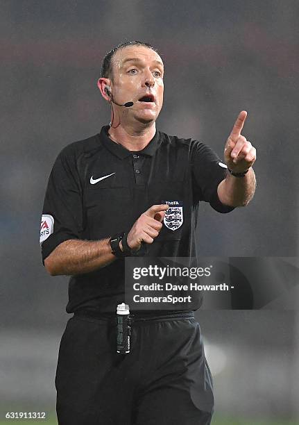 Referee Carl Boyeson during the Emirates FA Cup Third Round Replay match between Fleetwood Town and Bristol City at Highbury Stadium on January 17,...