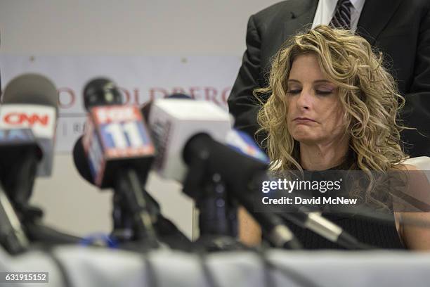 Summer Zervos attends a press conference with attorney Gloria Allred to announce their defamation lawsuit against President-elect Donald Trump on...