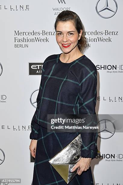 Susan Hoecke attends the Hien Le show during the Mercedes-Benz Fashion Week Berlin A/W 2017 at Kaufhaus Jandorf on January 17, 2017 in Berlin,...