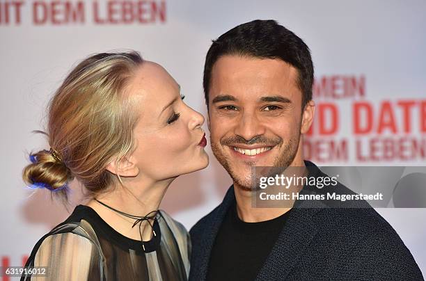 Actor Kostja Ullmann and Janin Ullmann during the 'Mein Blind Date mit dem Leben' Munich Premiere at Mathaeser Filmpalast on January 17, 2017 in...