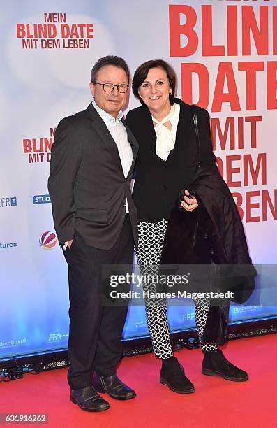 Klaus Schaefer and his wife Gabriele during the 'Mein Blind Date mit dem Leben' Munich Premiere at Mathaeser Filmpalast on January 17, 2017 in...