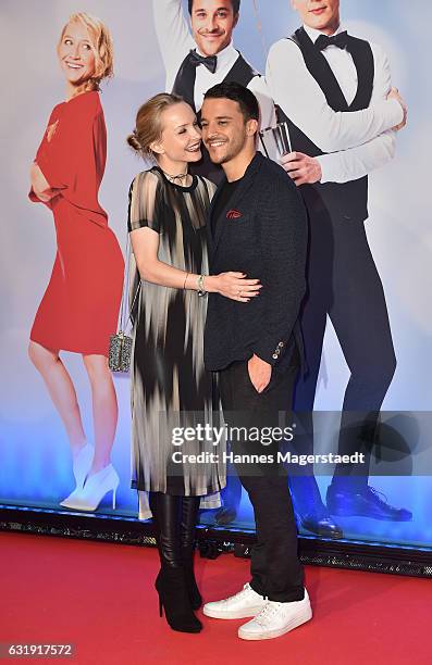 Actor Kostja Ullmann and Janin Ullmann during the 'Mein Blind Date mit dem Leben' Munich Premiere at Mathaeser Filmpalast on January 17, 2017 in...