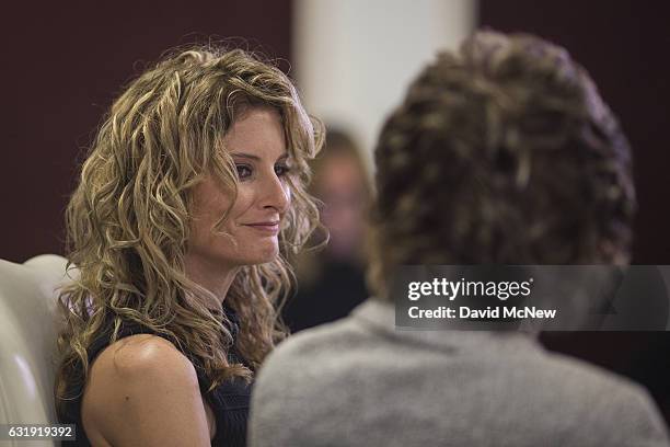 Summer Zervos attends a press conference with attorney Gloria Allred to announce their defamation lawsuit against President-elect Donald Trump on...